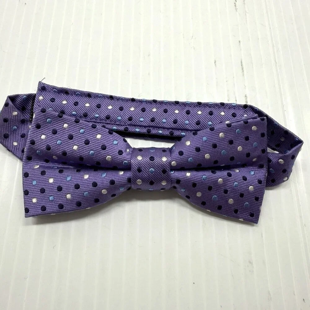 Nordstrom Purple Polka Dot Silk Bow Tie Adjustable Formal Wedding Prom Accessory